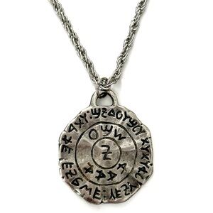 Kabbalah Amulet Pendant Necklace Hebrew Jewish Judaism Silver Tone Protection